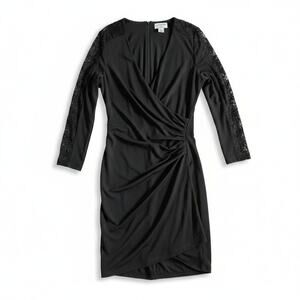 Carmen Marc Valvo Womens Lace Long Sleeve Dress Black 8 Party Feminine Classic